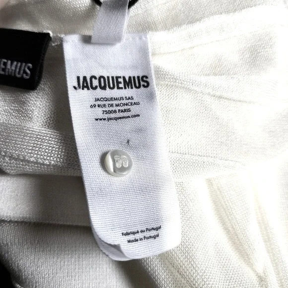 Jacquemus Size 10‎ Womens Off Shoulder Button Front Knit Shirt Dress White $600
